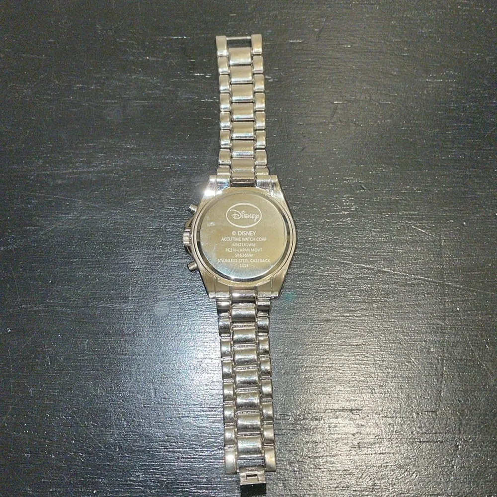Vintage Accutime Women's Minnie Mouse Silver Tone Blue Face Watch